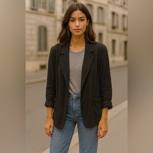 Veronika Maine Blazer Oversized Lightweight Jet Black Unstructured Size …​​